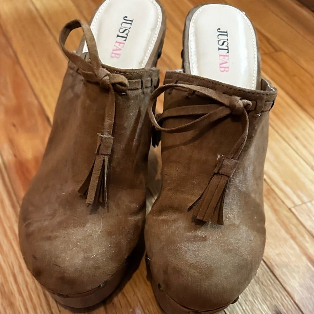 JustFab Brown Tassel Ankle Booties